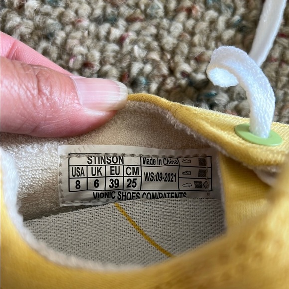 Vionic Yellow and White Sneakers with Classic Low-Top Design - Picture 2 of 7